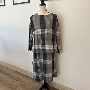 Sasson VTG dress  black and white plaid pattern SZ L EUC